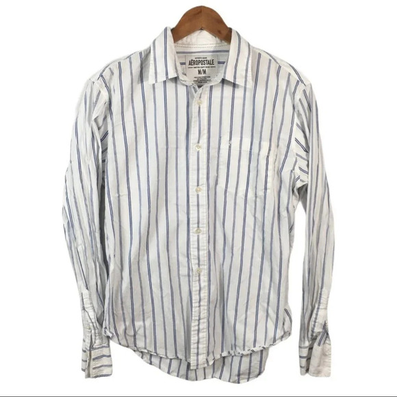 BF225 Aeropostale Striped Button Front Shirt M - Picture 1 of 4